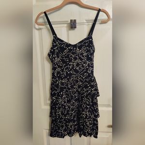 Aritzia Talula size 6 Black Heart Print Ruffle Mini Dress